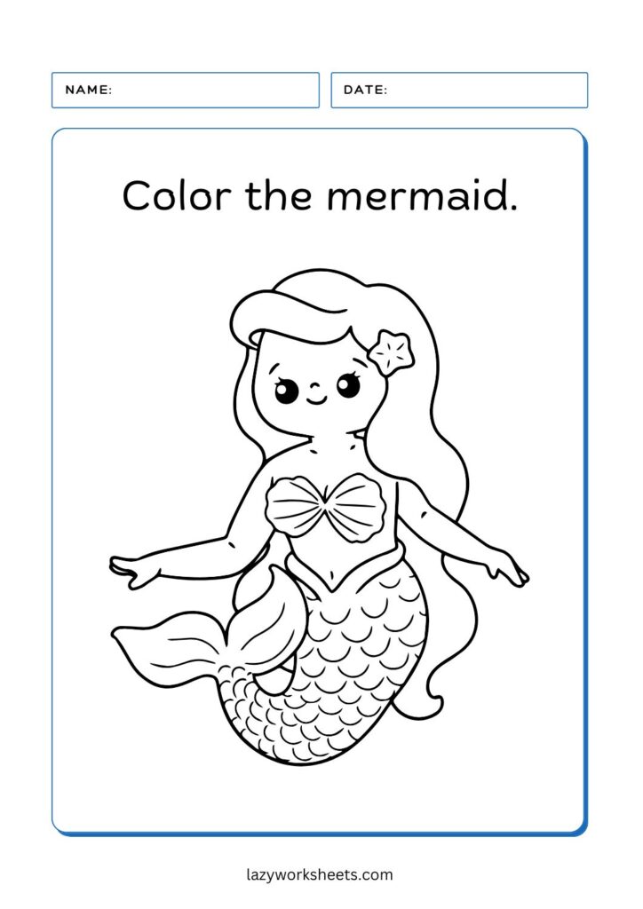 Color the Mermaid Worksheet 1