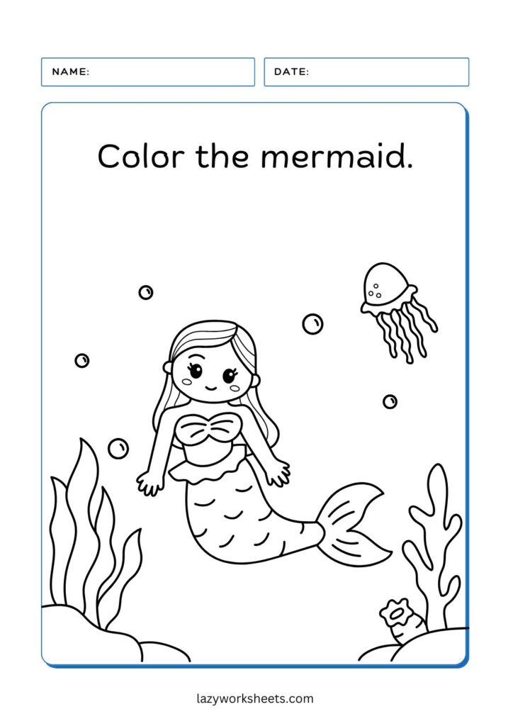 Color the Mermaid Worksheet 2