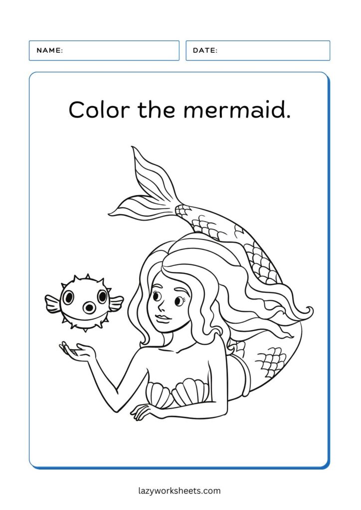 Color the Mermaid Worksheet 3