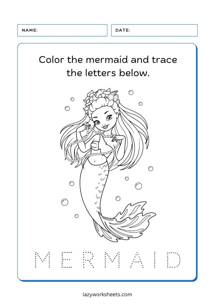 Color the Mermaid Worksheet 4