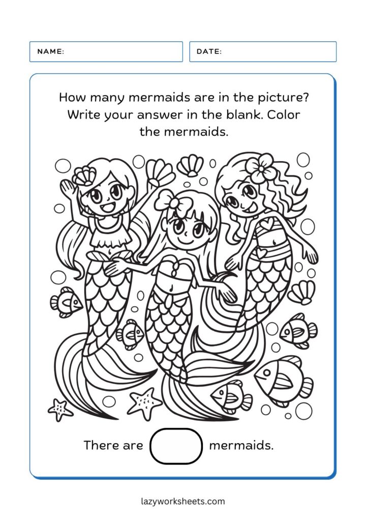 Color the Mermaid Worksheet 5