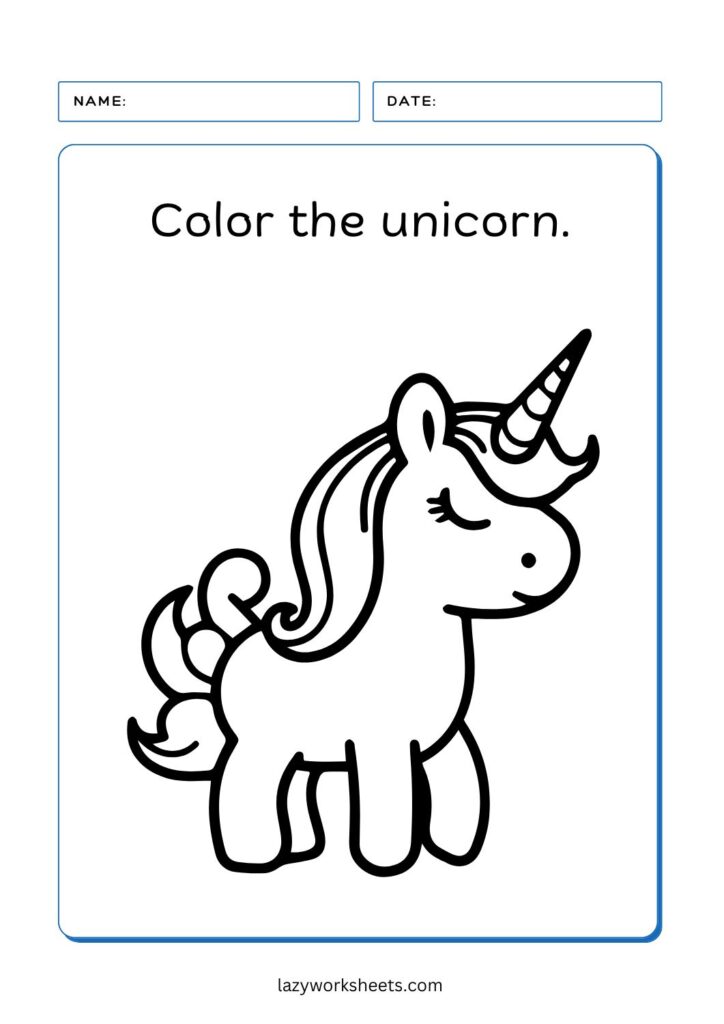 Color the Unicorn Worksheet 1