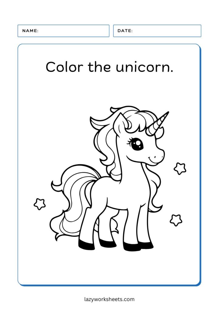 Color the Unicorn Worksheet 2