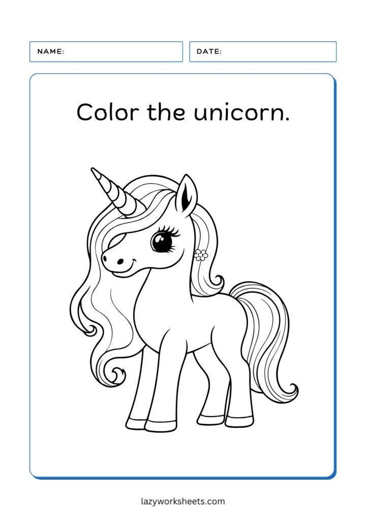 Color the Unicorn Worksheet 3