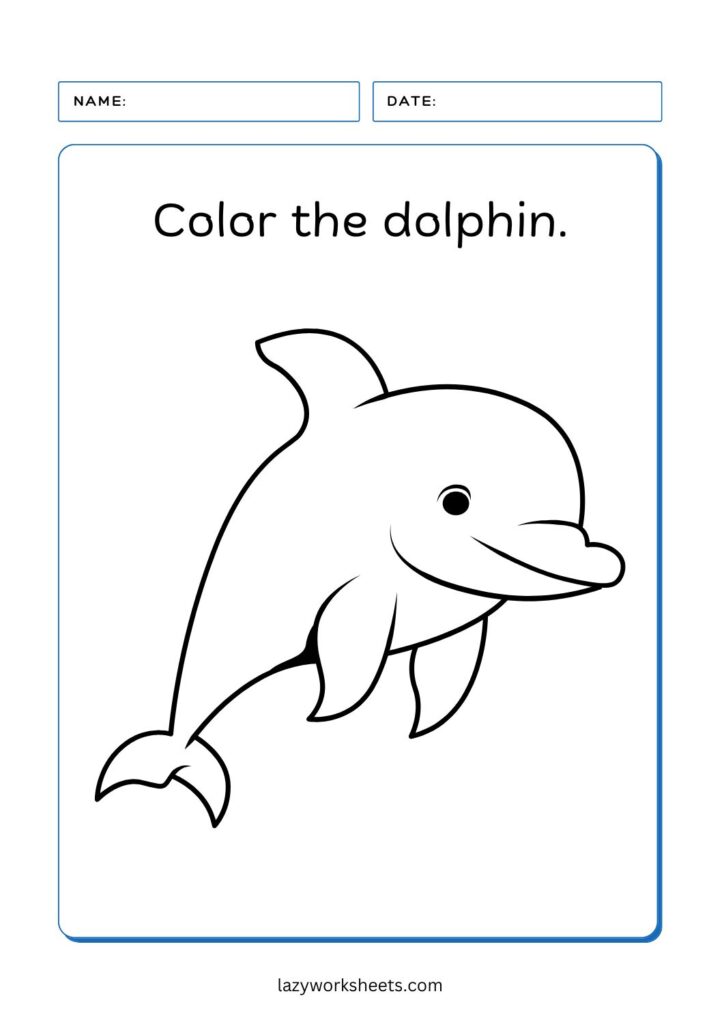 color the dolphin worksheet 1