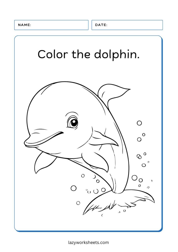 color the dolphin worksheet 2