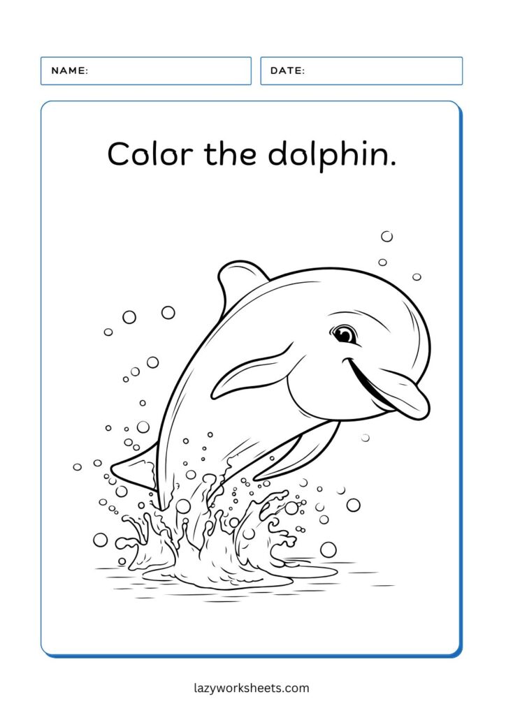 color the dolphin worksheet 3