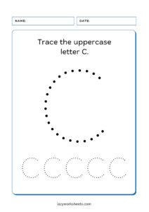 Trace the Letter C | Alphabet Tracing | Lazy Worksheets