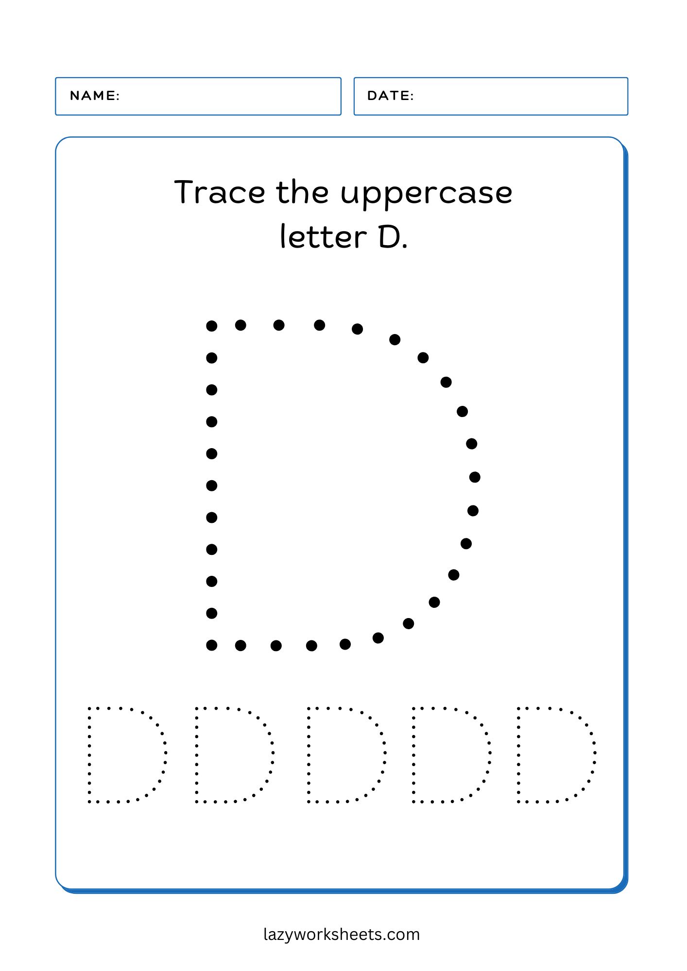 Trace the Letter D Alphabet Tracing Lazy Worksheets