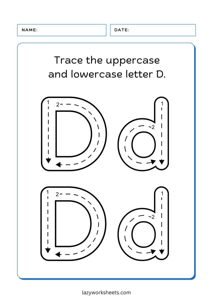 Trace the Letter D Worksheet 3