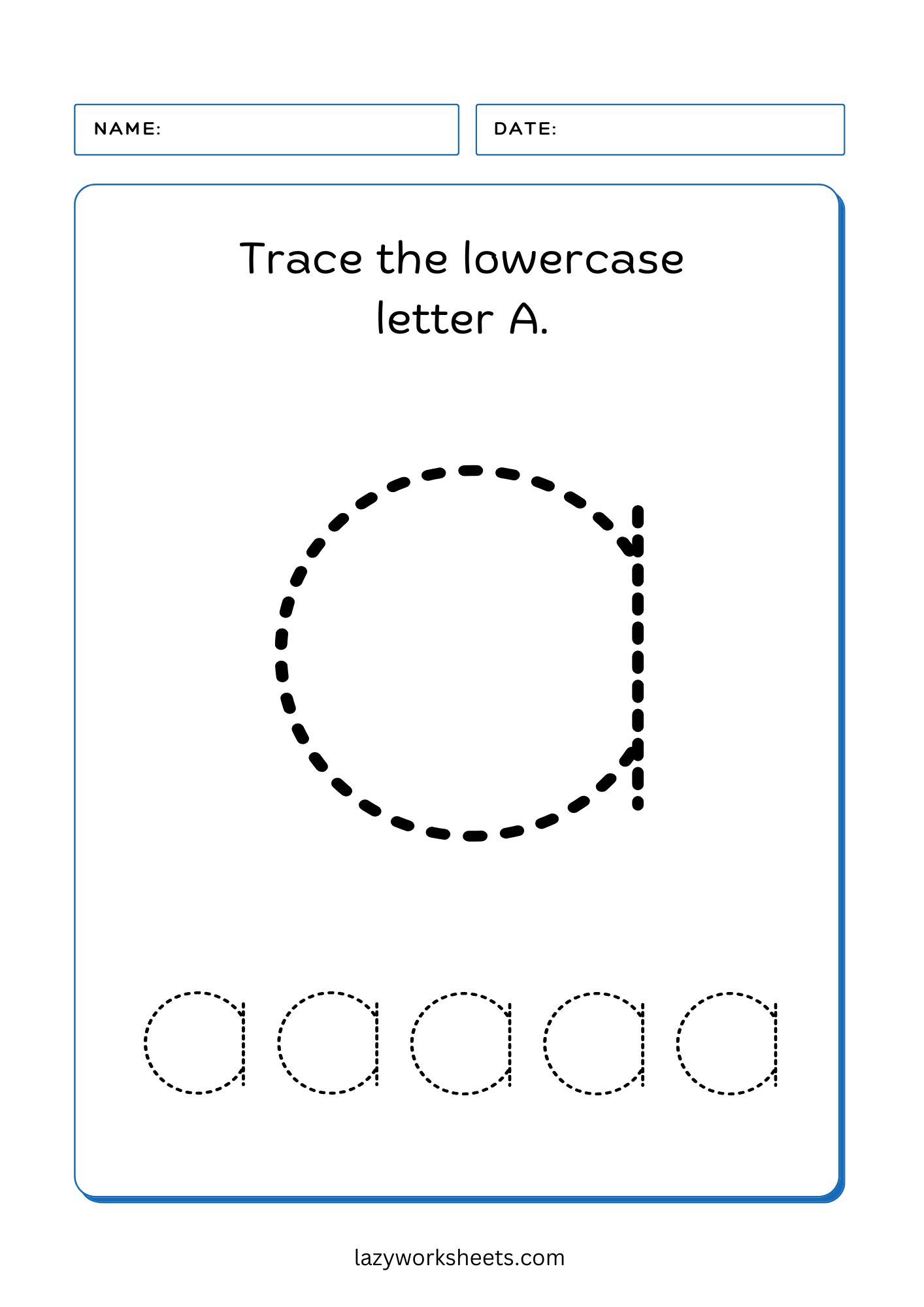 Trace the Letter A Alphabet Tracing Lazy Worksheets