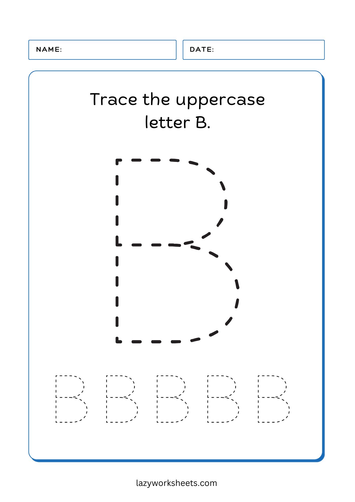 Trace the Letter B Alphabet Tracing Lazy Worksheets