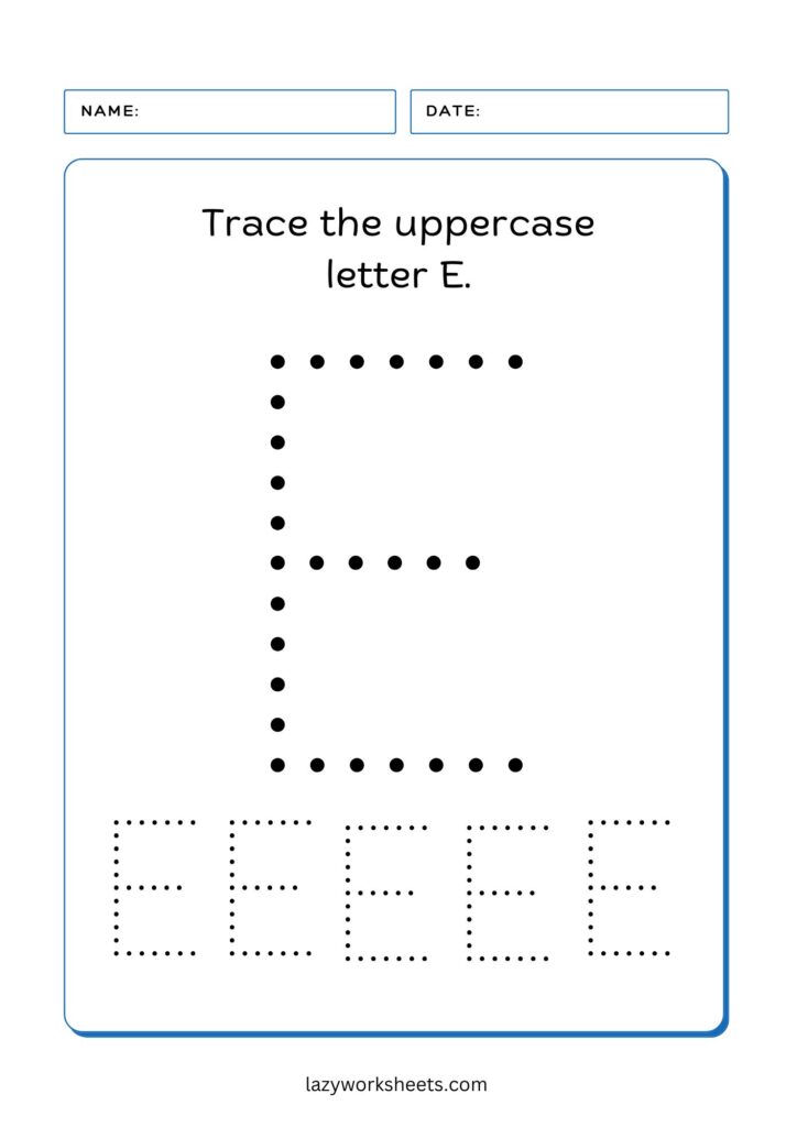 letter e worksheet 1