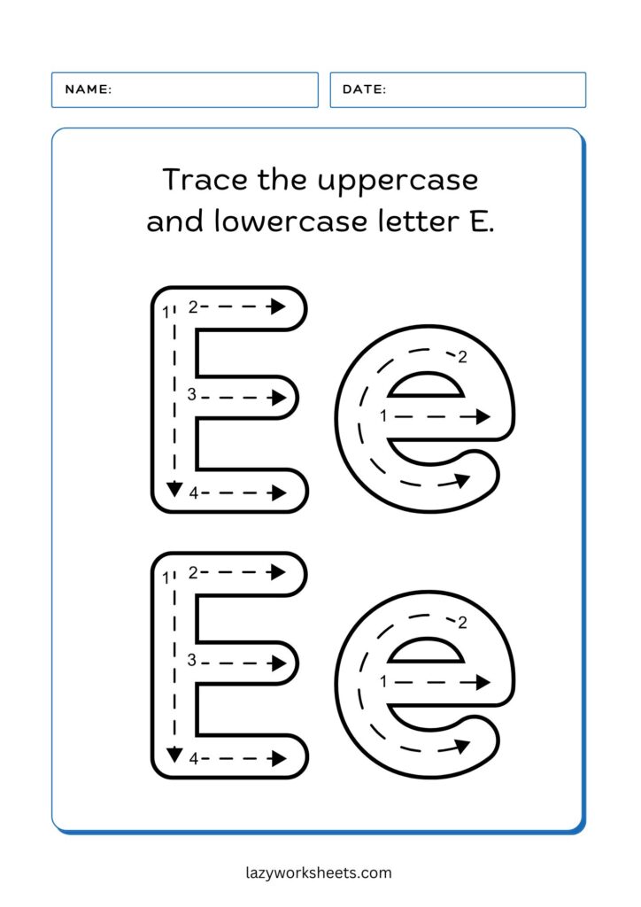 letter e worksheet 3