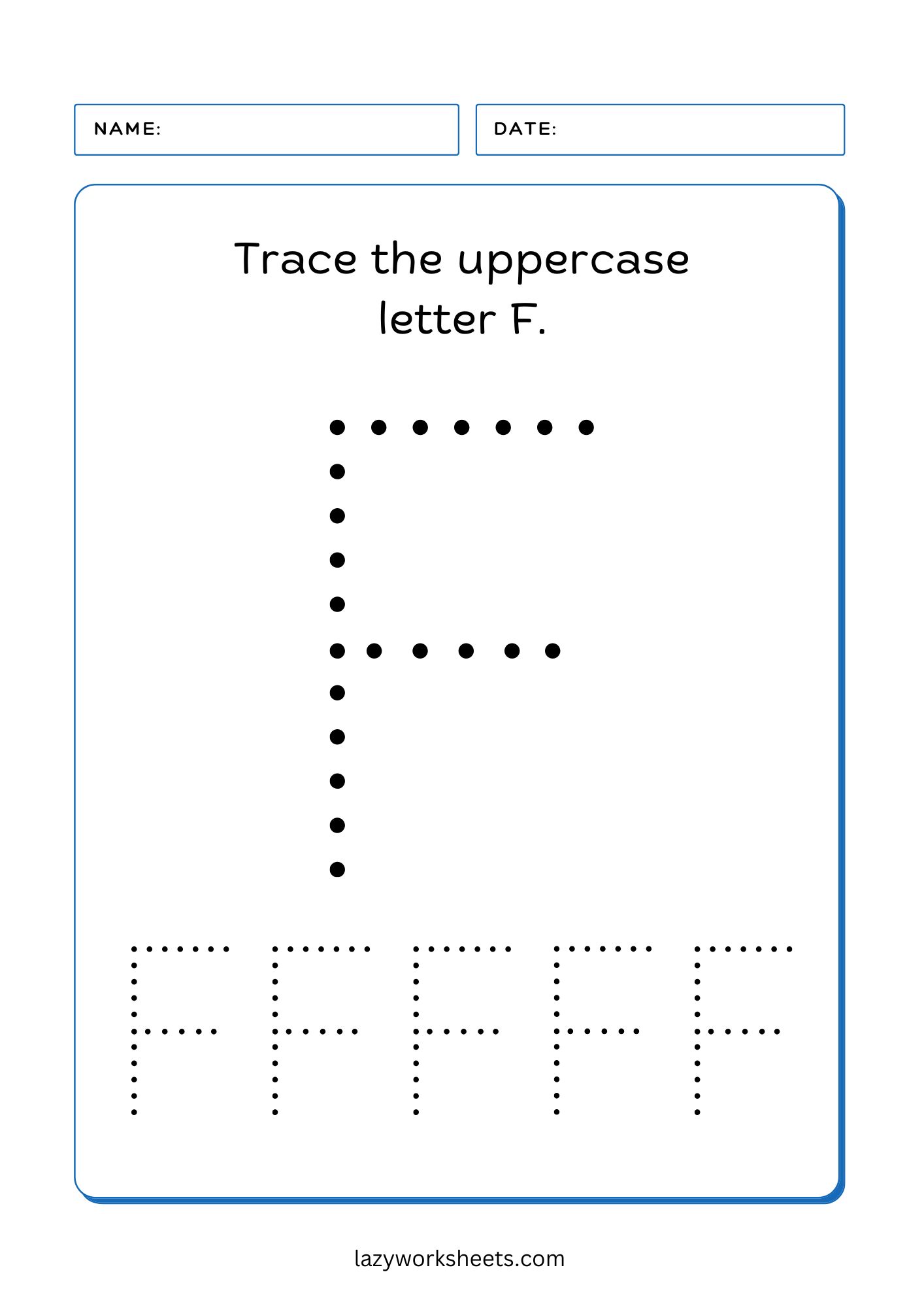 Trace the Letter F Alphabet Tracing Lazy Worksheets