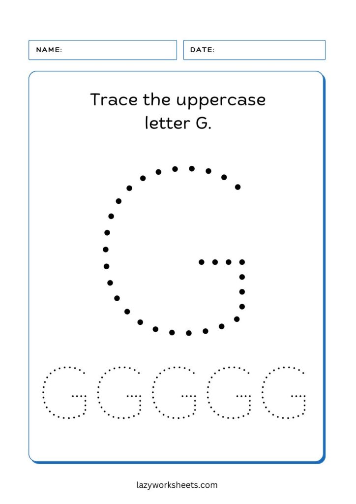 trace the letter g worksheet 1