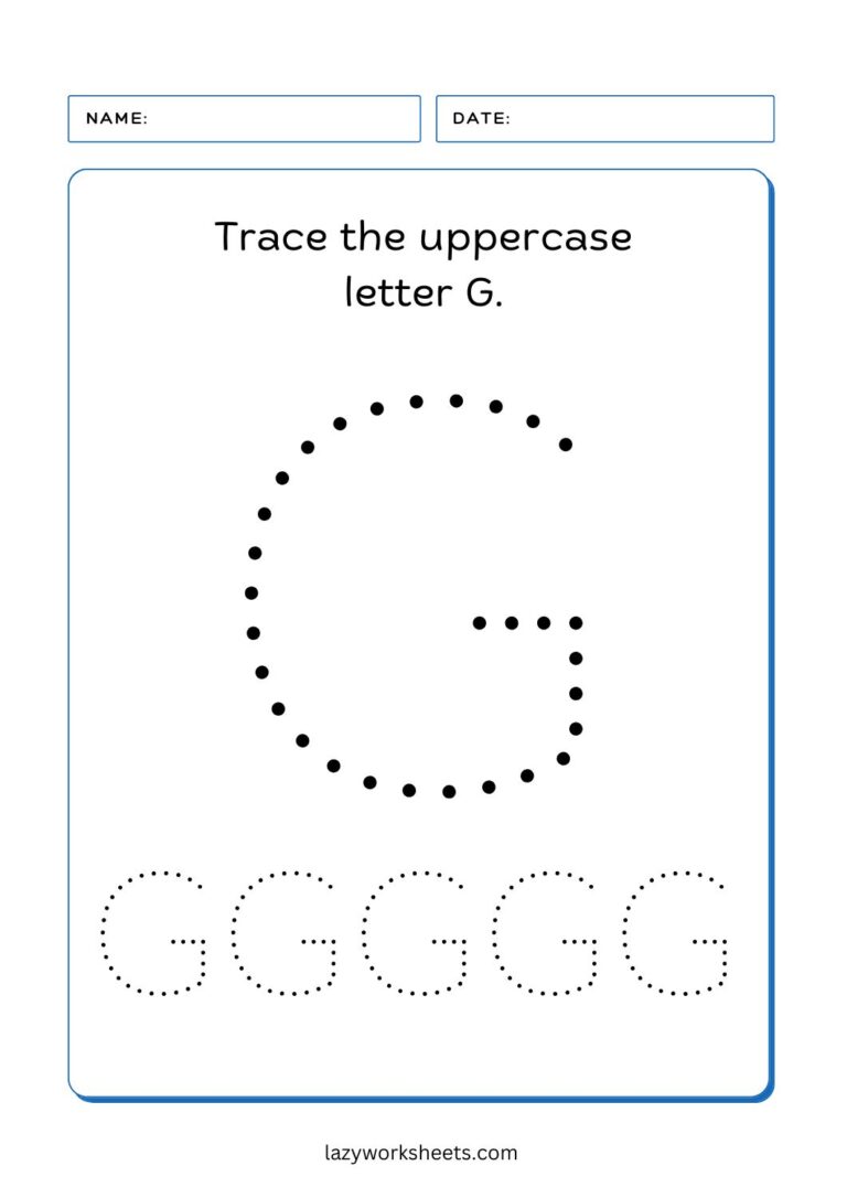 Trace the Letter G Alphabet Tracing Lazy Worksheets