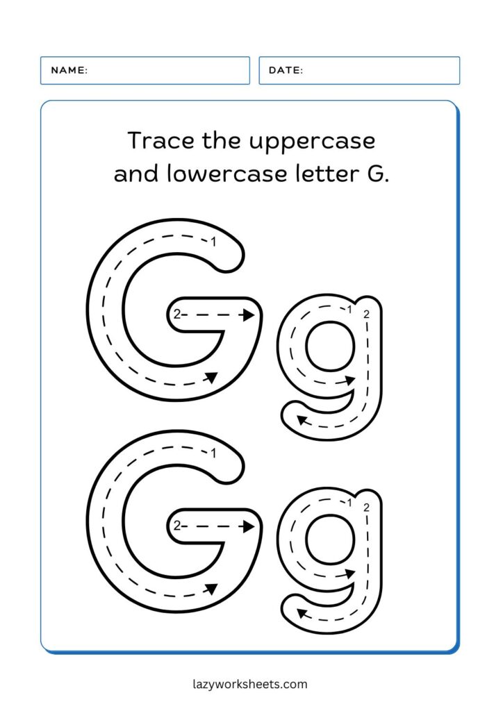 trace the letter g worksheet 3