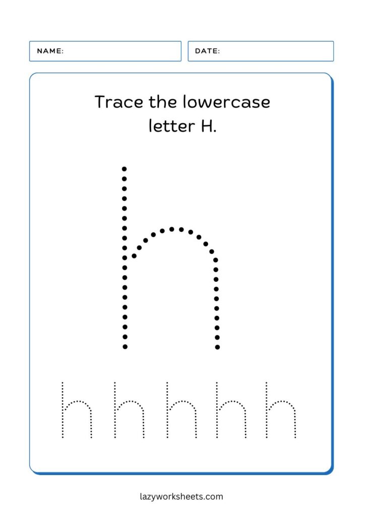 trace the letter h worksheet 2