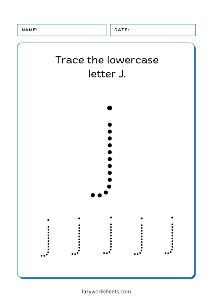 trace letter J worksheet 2