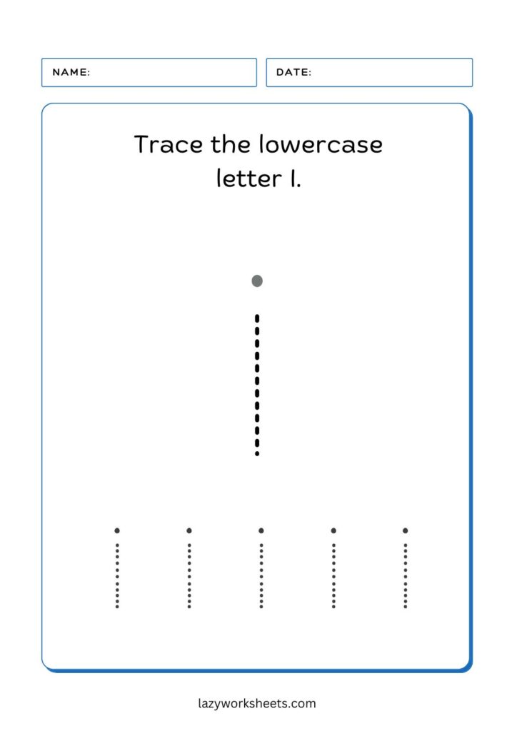 trace the letter I worksheet 2