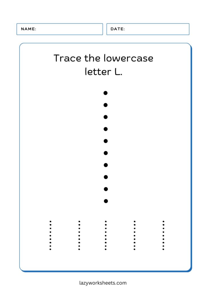 trace the letter L worksheet 2