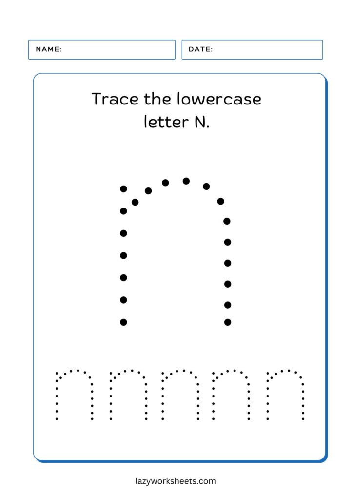 trace the letter N worksheet 2