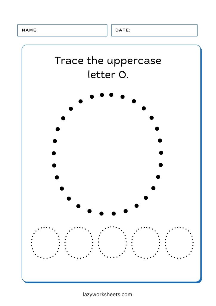 trace the letter O worksheet 1