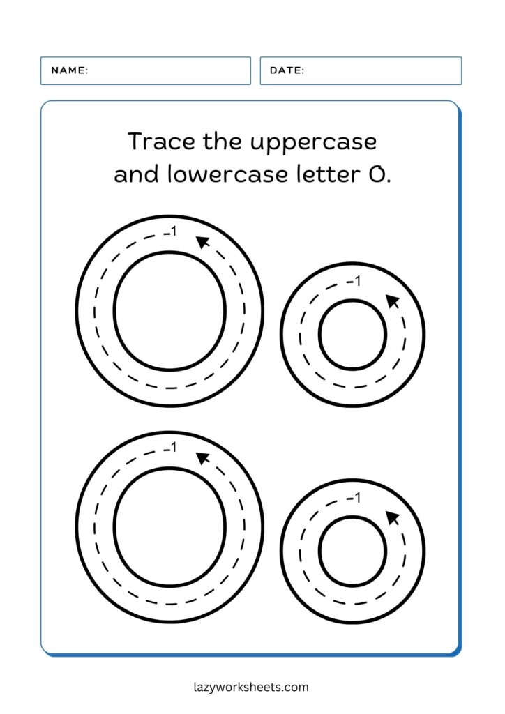 trace the letter O worksheet 3