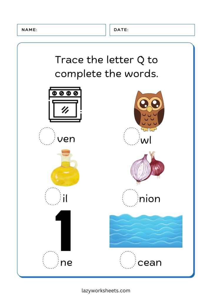 trace the letter O worksheet 4