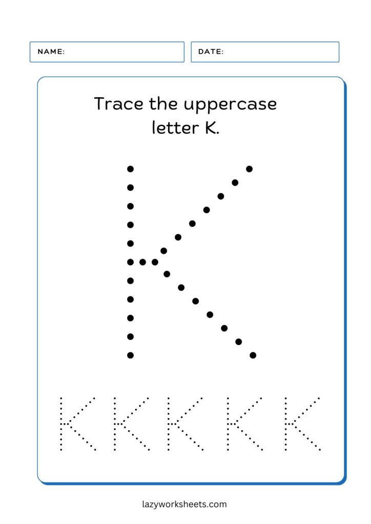 trace the letter k worksheet 1