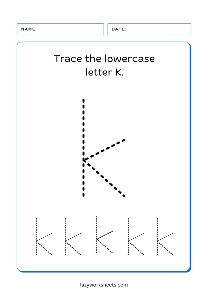 trace the letter k worksheet 2