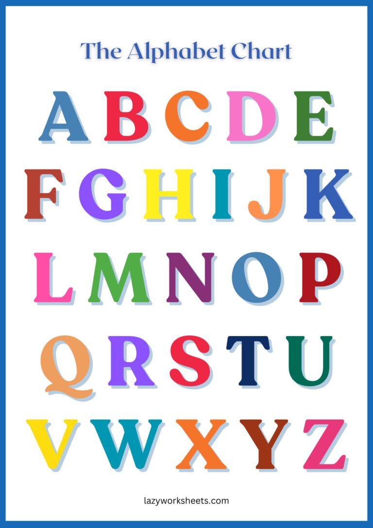 Alphabet Charts Free Printable PDF Charts Lazy Worksheets