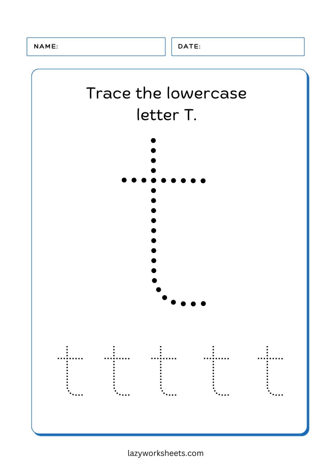 Trace the Letter T Free PDF Tracing Sheets Lazy Worksheets