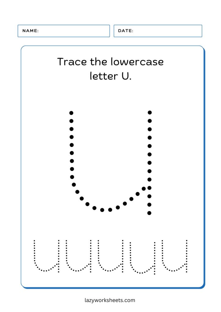 Trace the Letter U Worksheet 2 - Lazy Worksheets