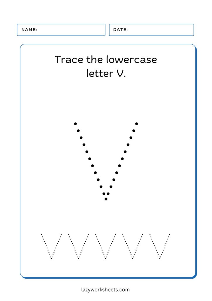 Trace the Letter V Worksheet 2 - Lazy Worksheets