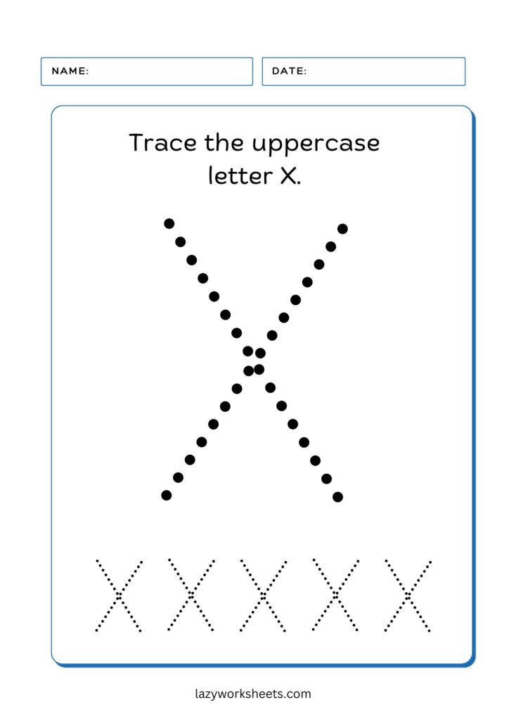 Trace the Letter X Worksheet 1 - Lazy Worksheets