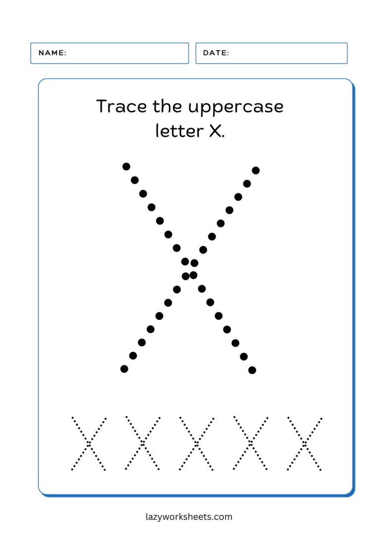 Trace the Letter X | Free PDF Tracing Sheets | Lazy Worksheets
