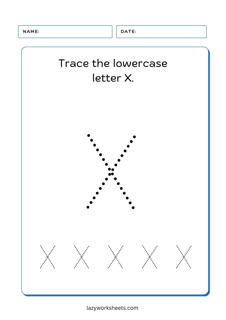 Trace the Letter X Worksheet 2 - Lazy Worksheets