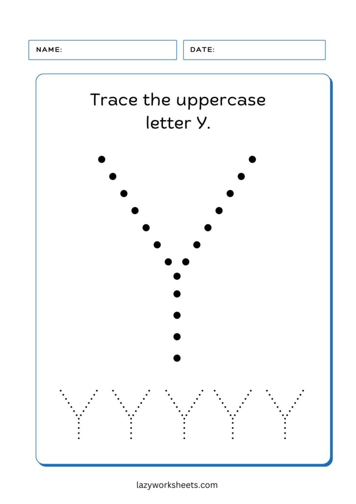 Trace the Letter Y Worksheet 1 - Lazy Worksheets