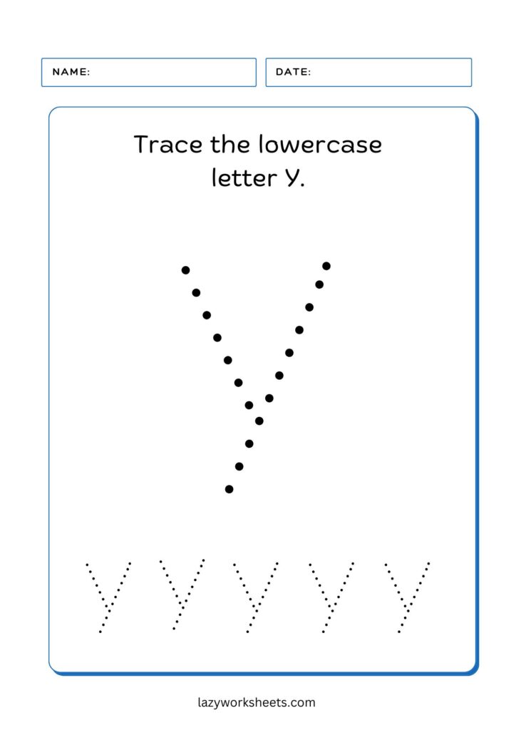 Trace the Letter Y Worksheet 2 - Lazy Worksheets