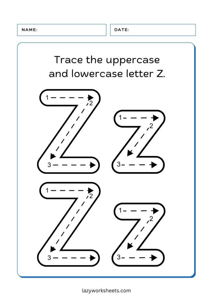 Trace the Letter Z Worksheet 3 - Lazy Worksheets