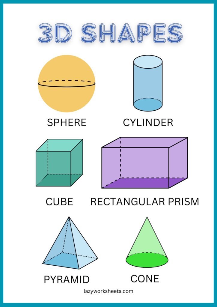 3D Shapes - Printable Charts - Lazy Worksheets