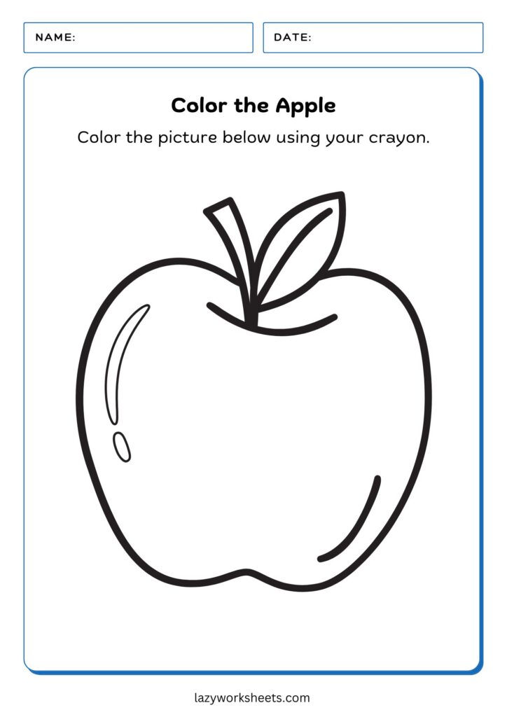 Color the Apple Worksheet - Lazy Worksheets