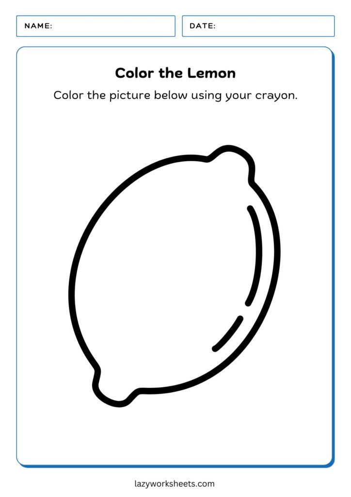 Color the Lemon Worksheet - Lazy Worksheets