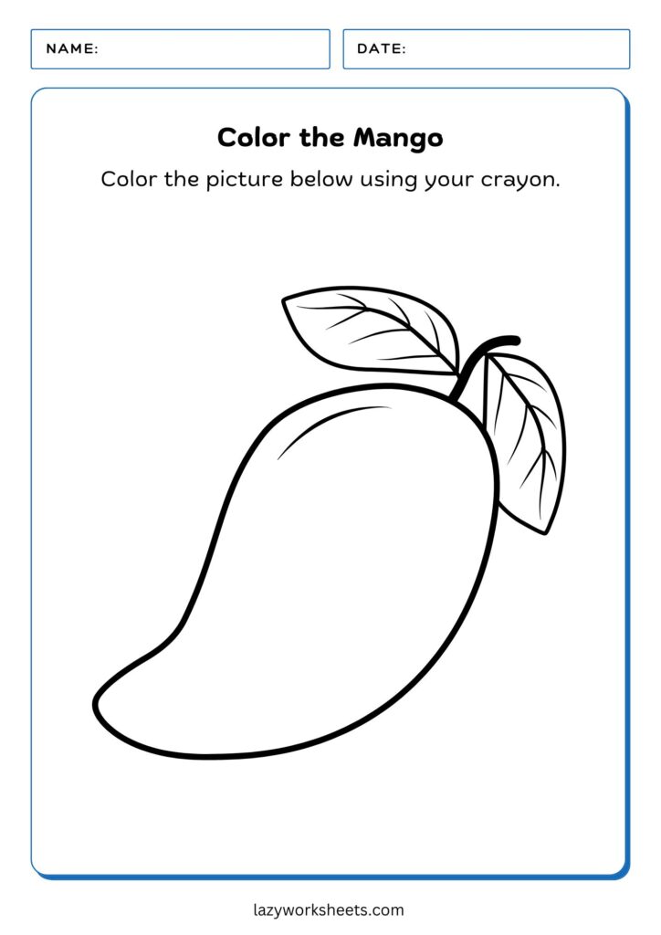 Color the Mango Worksheet - Lazy Worksheets