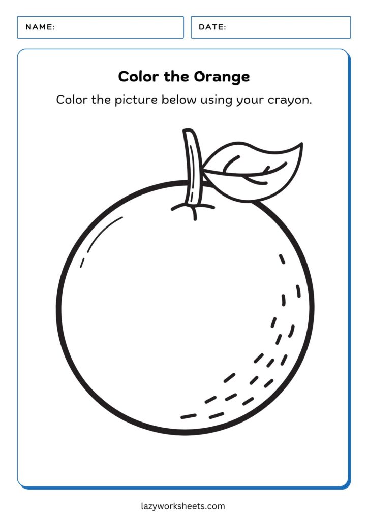 Color the Orange Worksheet - Lazy Worksheets