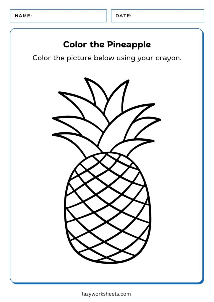Color the Pineapple Worksheet - Lazy Worksheets