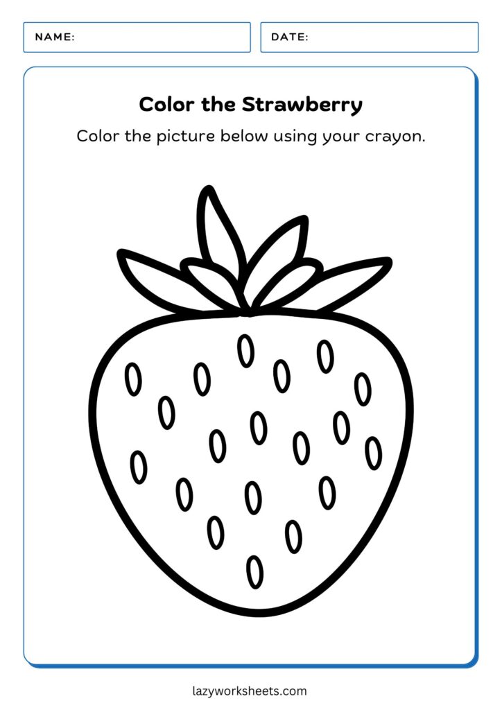 Color the Strawberry Worksheet - Lazy Worksheets