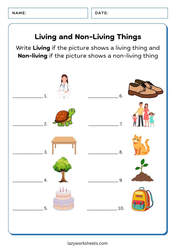 Living and Non-Living Things Worksheet 2 - Lazy Worksheets